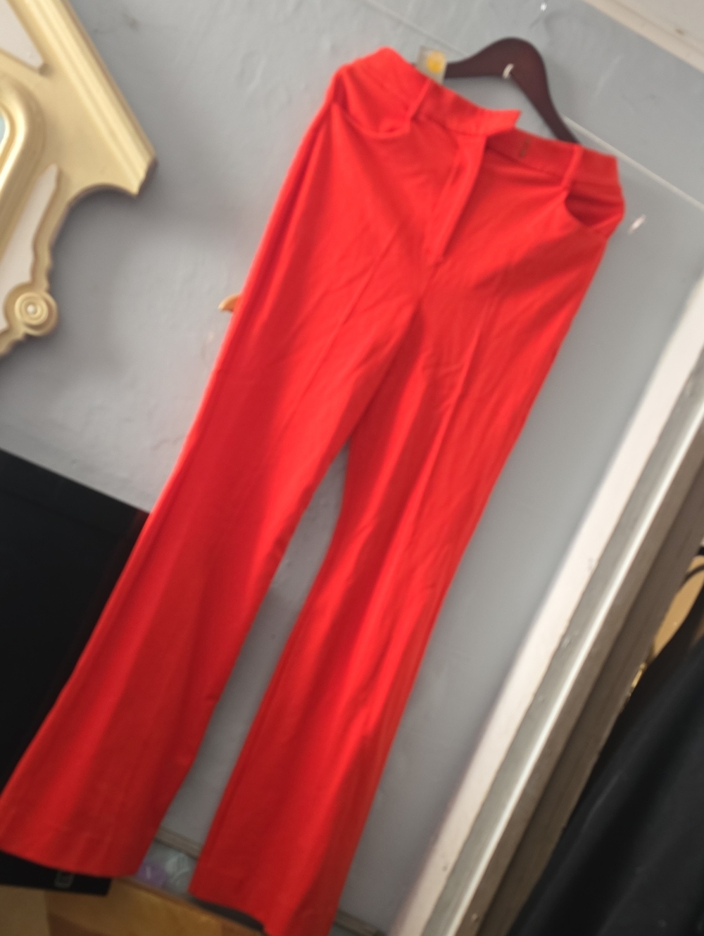 Boden Flared Trousers TOMATO Red High-Waist Wide-Leg Pants Sz 8 NWT